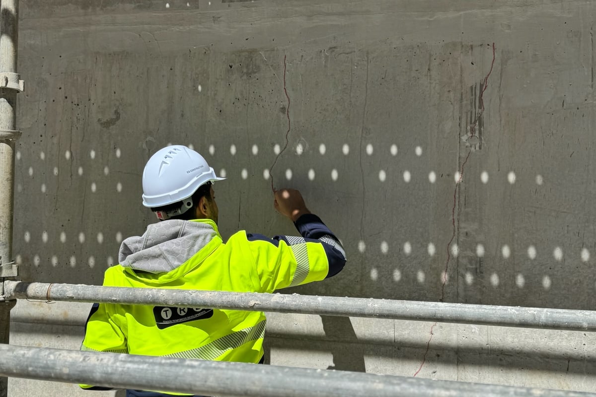 Helical stainless steel bar installation for structural stitching